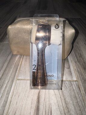 PurSonic Rose Gold Facial Cleansing Brush with White Brush Head